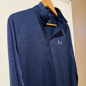Under Armour Men's Navy Quarter-Zip Pullover Long Sleeve Shirt HeatGear Medium